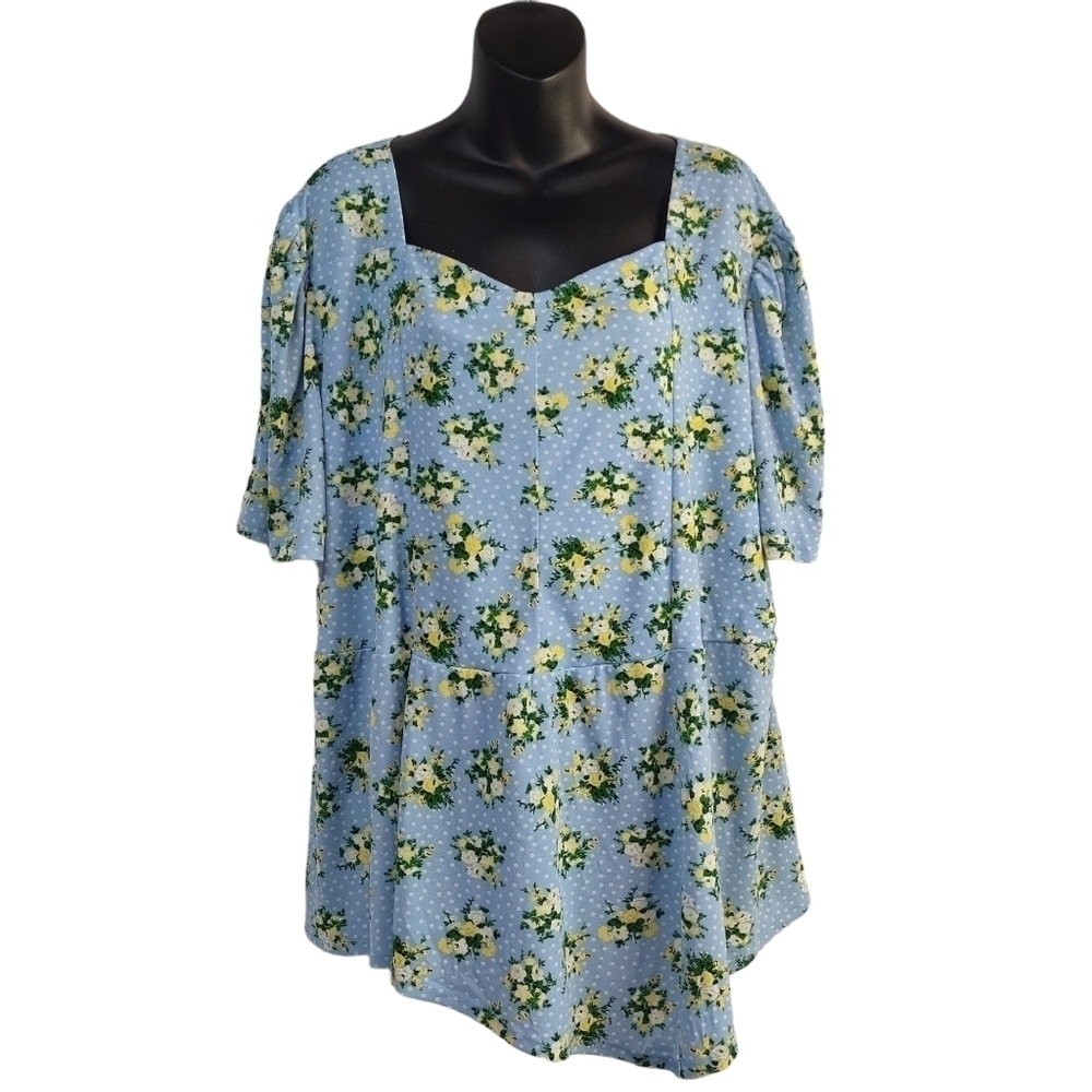 C Est. 1946 Women's Blue Floral Print plus Size Top Blouse Size 22/24W NWT